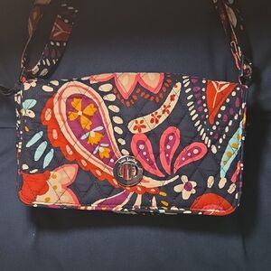 Vera Bradley Navy & Pink Paisley Quilted Crossbody Bag